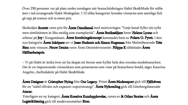 Här är vinnarna på Habit Modegalan 2018