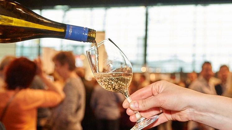 Ein Glas Weißwein auf der WeinMesse Rheinland-Pfalz