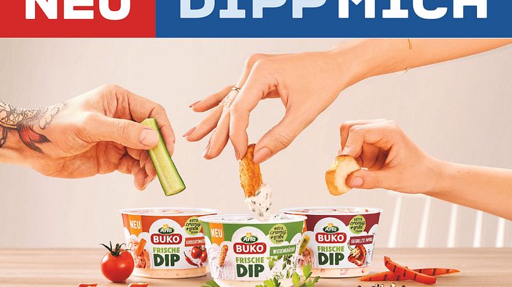 Die neuen Arla Buko Dips in drei Geschmacksrichtungen 