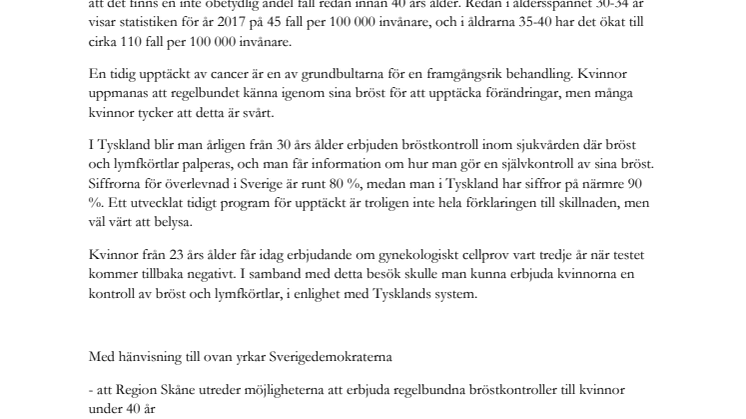 Motion: Tidig upptäckt av bröstcancer