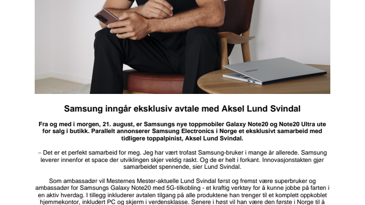 Samsung inngår eksklusiv avtale med Aksel Lund Svindal