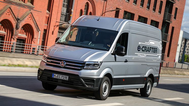 e-Crafter er udstyret med en 136 hk elmotor og har en rækkevidde på op til 173 km (NEDC)