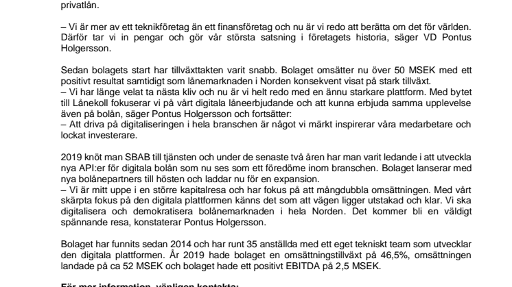 Nya varumärket Lånekoll - ska bli störst på bolån