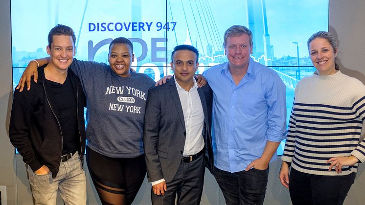 Discovery's Chief Marketing Officer Firoze Bhorat (centre), with the 947 Breakfast Club for the launch of the Discovery 947 Ride Joburg.