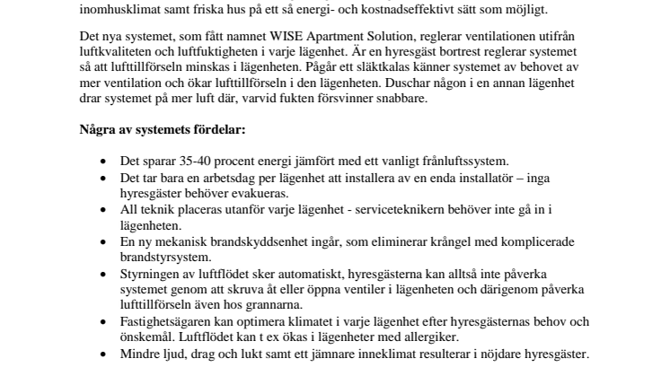 Friskare hus med nytt smart inneklimatsystem från Swegon