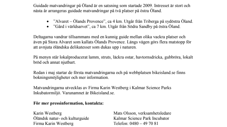 Guidade matvandringar på östra Öland