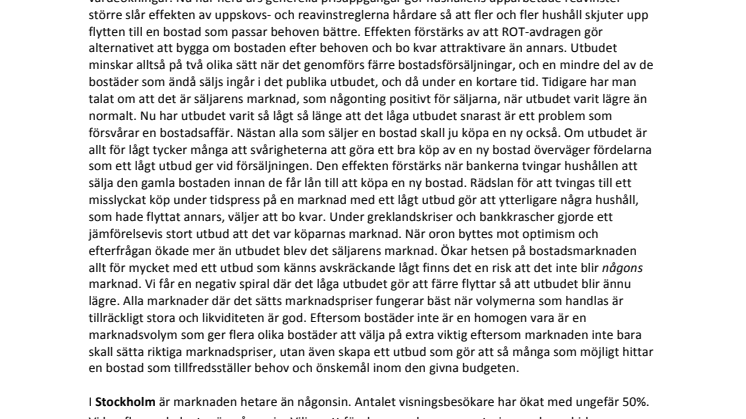 Erik Olsson Fastighetsförmedling kommenterar bostadsmarknaden 13 feb 15