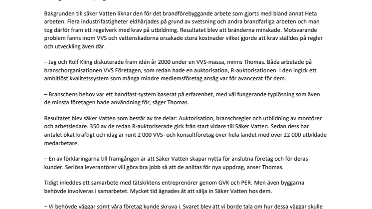 Säker Vattens avgående VD hyllar branschen