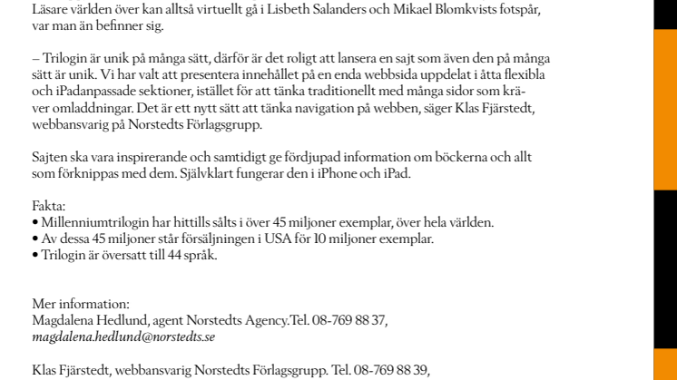 Norstedts lanserar ny internationell Stieg Larsson-sajt