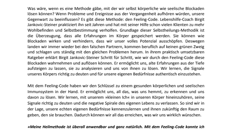 Pressemitteilung "Der Feeling-Code"