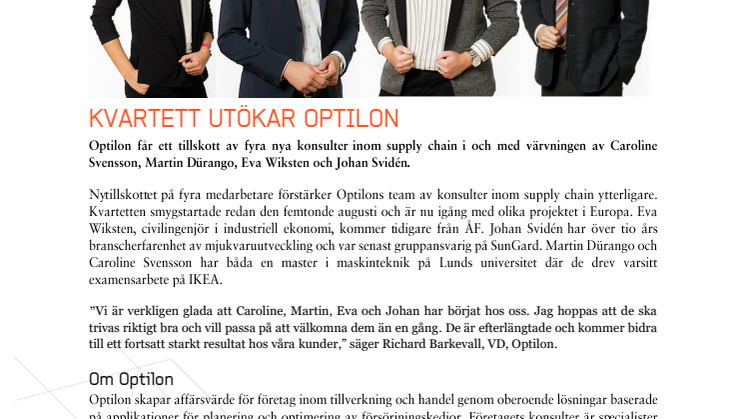 Kvartett utökar Optilon