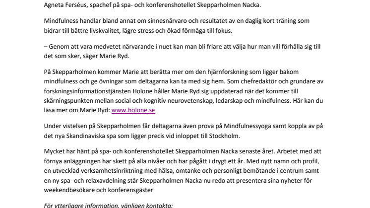Skepparholmen Nacka vill ge stressfri vardag med mindfulness 
