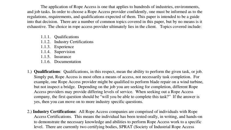 110311 Choosing a RopeAccess Company recommendations by sprat.org