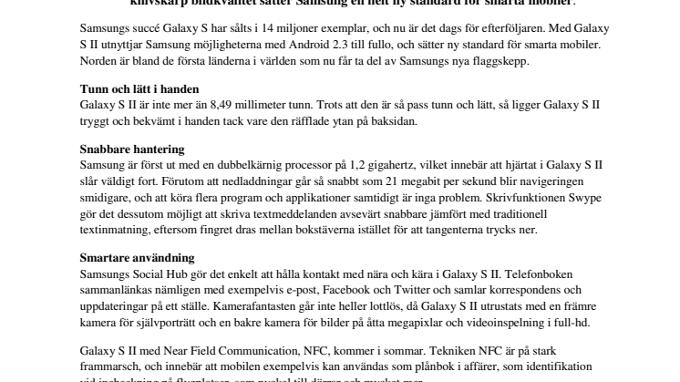 Nya Galaxy S II – tunnare, snabbare och smartare