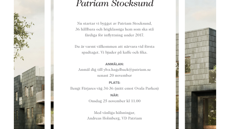 Första spadtaget för Patriam Stocksund