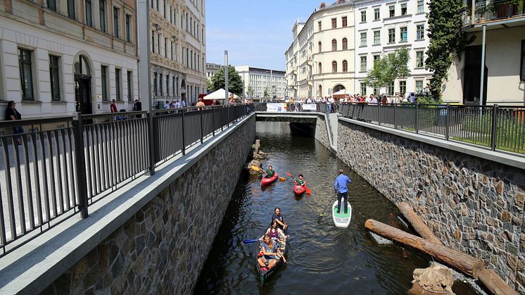 Elstermühlgraben: Eröffnung des vorletzten Abschnitts an der Thomasiusstraße - Foto: Andreas Schmidt