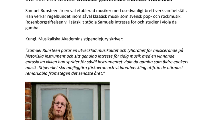 150 000 kronor till gambisten Samuel Runsteen