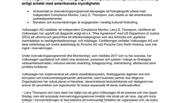 VW AG_Monitorarbetet avslutat framgångsrikt_20200916
