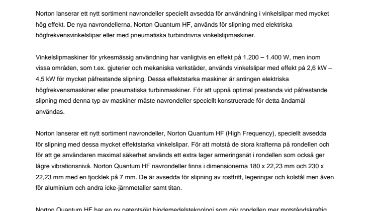 Nya navrondeller för högfrekventa och turbindrivna vinkelslipar