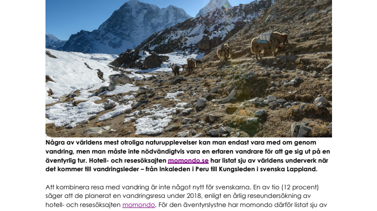 7 fantastiska vandringsleder världen över