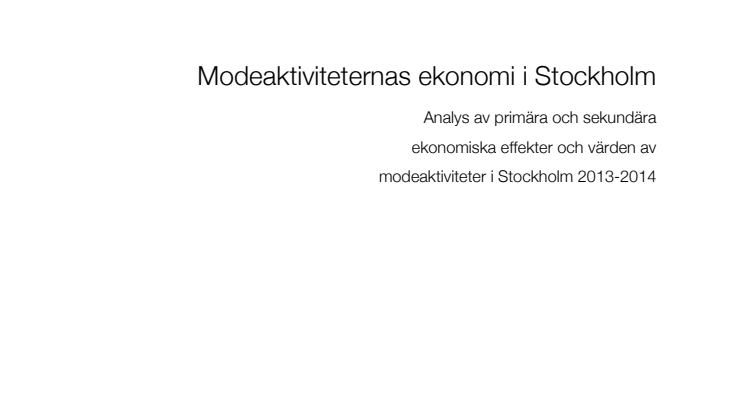 Modeaktiviteternas ekonomi i Stockholm