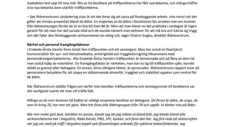 Ny rapport från Äldrecentrum visar att gemenskap ger hälsa