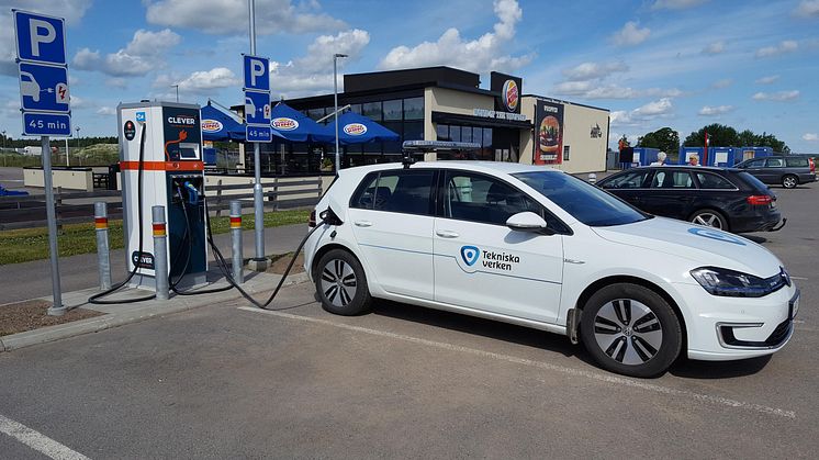 CLEVERs snabbladdstation på plats vid Burger King i Mjölby.