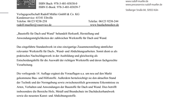 Baustoffe für Dach und Wand