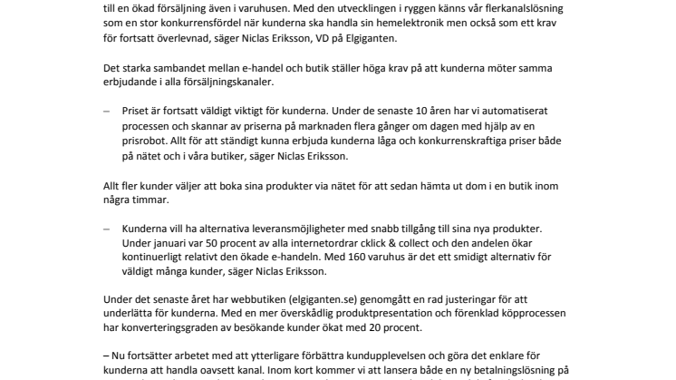 Stark e-handelstrend ger Elgiganten en flygande start på året