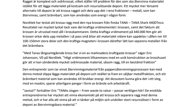Norditek lanserar ny metod för att ta hand om ragg.