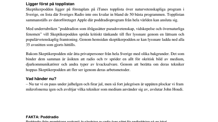 Skeptisk poddradio når 100 000 nedladdningar