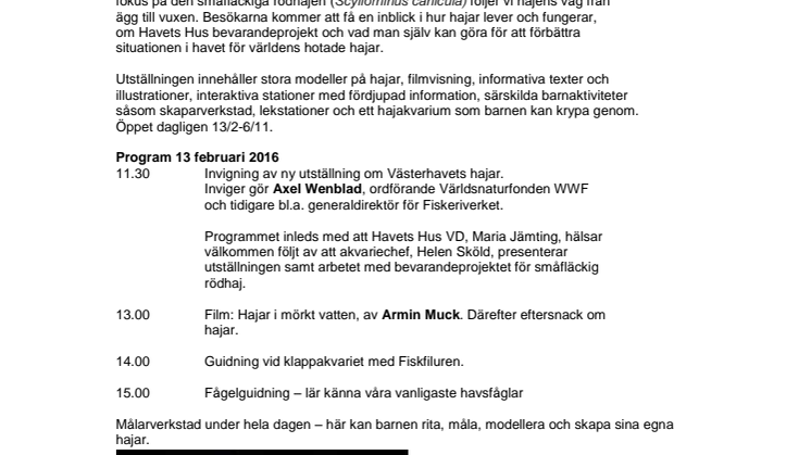 Invigning av utställningen - Möt Västerhavets hajar
