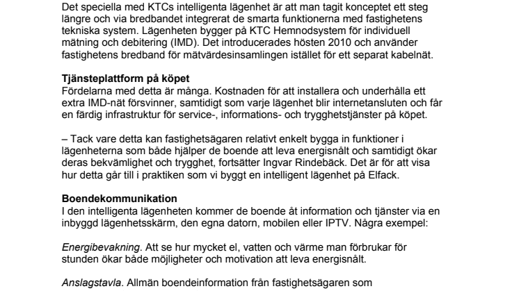 Bo snålare, bekvämare och tryggare. Intelligent lägenhetsvisning på Elfack