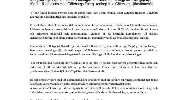 Linköpingsföretag ger Svenska fjärrvärmenät möjlighet att spara miljontals kronor.