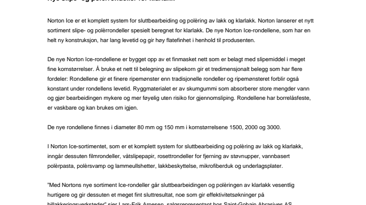 Nye slipe- og polèrrondeller for klarlakk