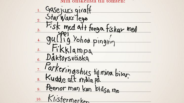 Åhléns Tomtebesök - Önskelista