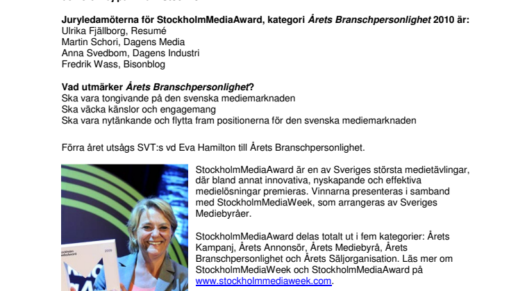 StockholmMediaAward 2010: De leder jakten på Årets Branschpersonlighet