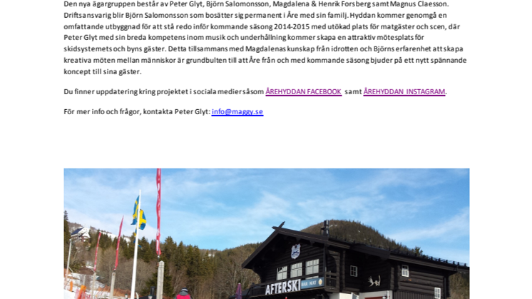 ÅREHYDDAN köpt av Björn Salomonsson, Peter Glyt, Henrik & Magdalena Forsberg, Magnus Claesson