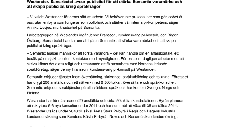 Språkföretaget Semantix väljer Westander