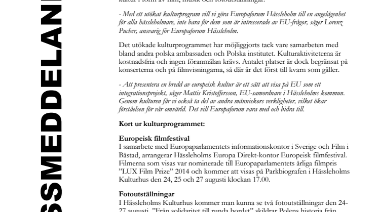 Europaforum Hässleholm storsatsar på kultur