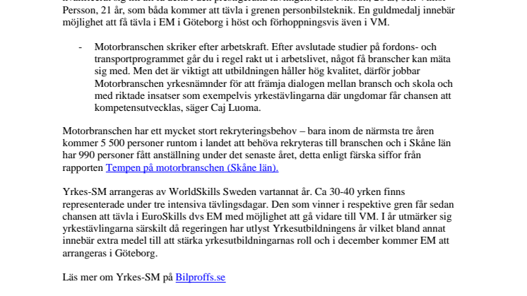Hörby representerat på Yrkes-SM