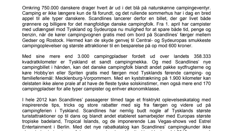 Scandlines gør livet grønnere for forårscampister – tag campingvognen gratis med