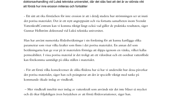 Ny forskning för ökad dammsäkerhet