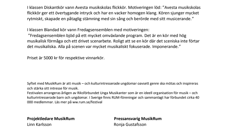 Vinnarna utsedda i körmästerskapen 