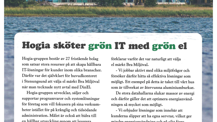Hogia sköter grön IT med grön el