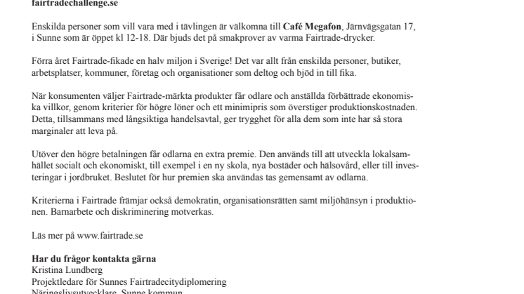 Sunne-arbetsplatser fikar i nya Fairtrade city