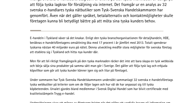 Svenska e-handlare brister i att följa tysk lagstiftning