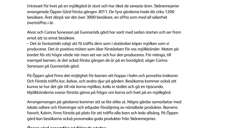 Öppen gård med Skånemejerier i sommar