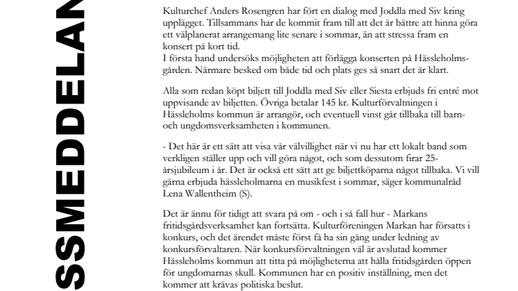 Hässleholms kommun bjuder in till musikfest med Joddla med Siv