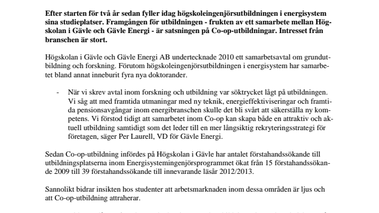 Samarbete ger energi åt ingenjörsutbildning